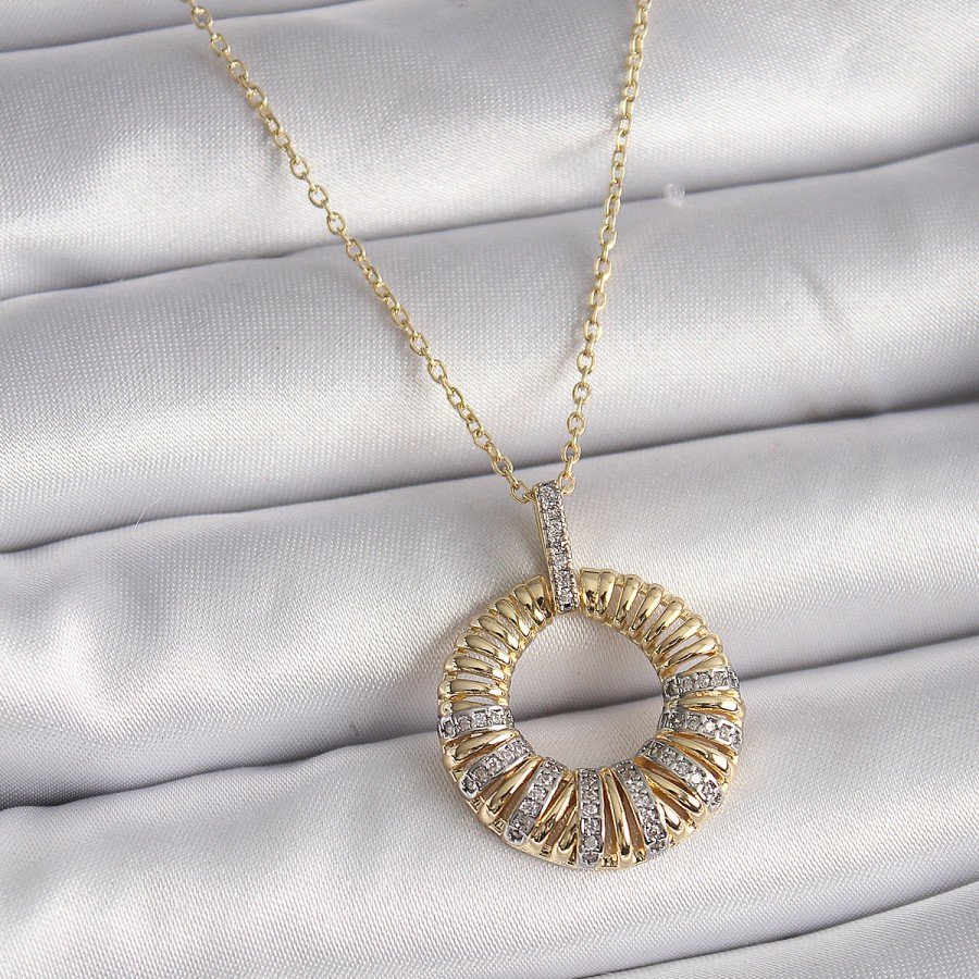 316L Steel Gold Color Chain Silver Zircon Stone Circle Model Women s Necklace