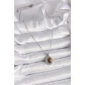 316L Steel Silver Color Chain Amber Bead Model Women s Necklace