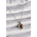 316L Steel Silver Color Chain Amber Bead Model Women s Necklace