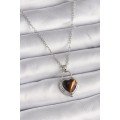 316L Steel Silver Color Chain Lock Heart Amber Bead Model Women s Necklace 316L Steel Silver Color Chain Lock Heart Amber Bead Model Women s Necklace