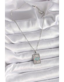 316L Steel Silver Color Chain Eye Embroidered Medallion Model Women's Necklace