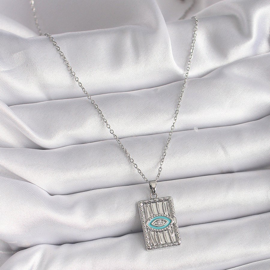 316L Steel Silver Color Chain Eye Embroidered Medallion Model Women s Necklace