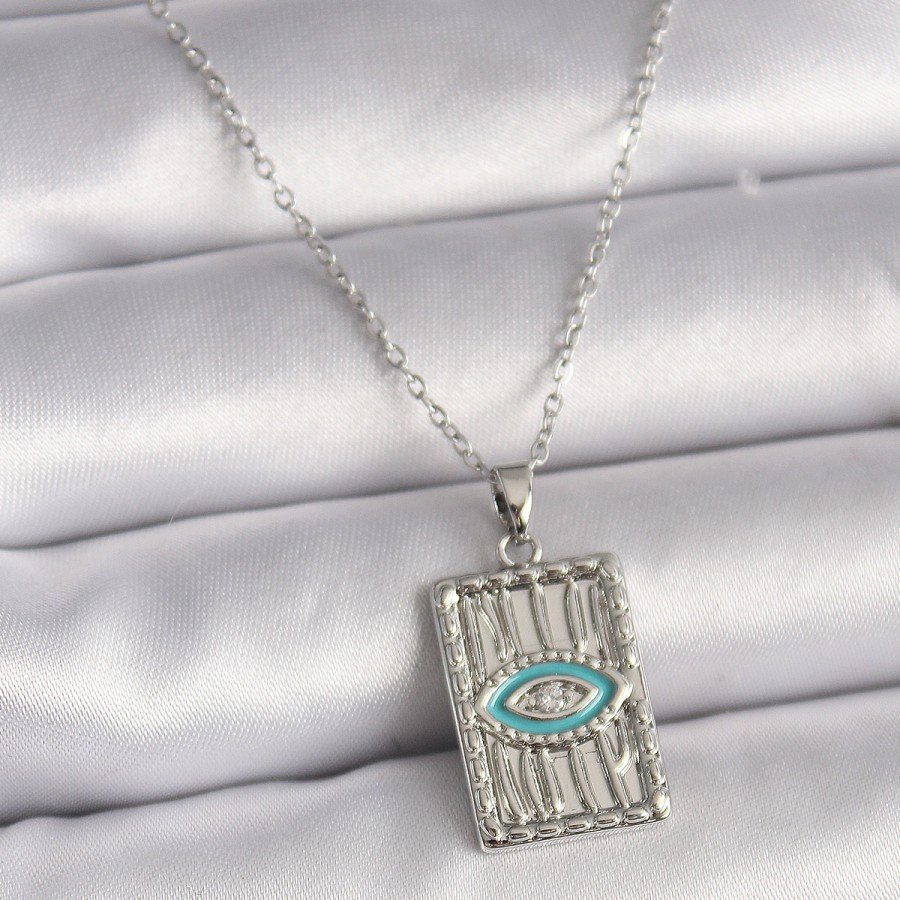 316L Steel Silver Color Chain Eye Embroidered Medallion Model Women s Necklace