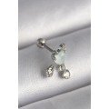 316L Steel Silver Color White Enamel Heart Dangle Zircon Stone Detail Tragus Piercing