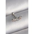 316L Steel Silver Color Zircon Stone Flower Tragus Piercing