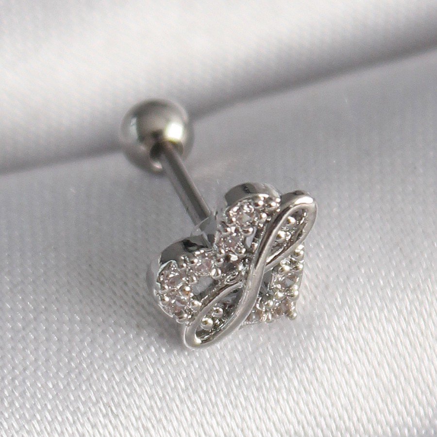 316L Steel Silver Color Zircon Stone Infinity Detail Tragus Piercing