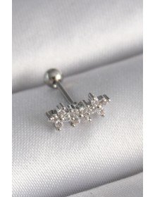 316L Steel Silver Color Zircon Stone Clover Tragus Piercing