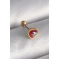 316L Steel Gold Color Red Enameled Heart Tragus Piercing