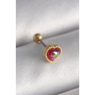 316L Steel Gold Color Red Enameled Heart Tragus Piercing
