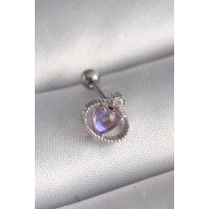 316L Steel Silver Color Purple Enameled Heart Zircon Stone Detail Tragus Piercing 316L Steel Silver Color Purple Enameled Heart Zircon Stone Detail Tragus Piercing