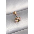 316L Steel Gold Color Zircon Stone Flower Tragus Piercing