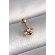 316L Steel Gold Color Zircon Stone Flower Tragus Piercing