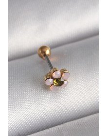 316L Steel Gold Color Zircon Stone Flower Tragus Piercing