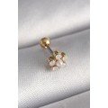316L Steel Gold Color Zircon Stone Flower Model Tragus Piercing