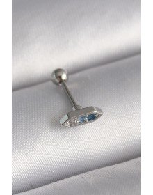 316L Steel Silver Color Tragus Piercing with Blue Zircon Stone
