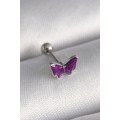 316L Steel Silver Color Purple Butterfly Model Tragus Piercing
