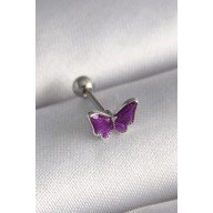 316L Steel Silver Color Purple Butterfly Model Tragus Piercing