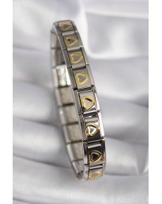316L Steel Silver Color Gold Heart Engraved Nomination Model Women's Bracelet