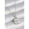 316L Steel Silver Color Square Locket Heart Zircon Stone Processing Women s Necklace