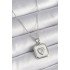 316L Steel Silver Color Square Locket Heart Zircon Stone Processing Women's Necklace