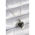316L Steel Silver Color Green Enameled Heart Model Women s Necklace