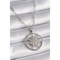 316L Steel Silver Color Zircon Stone Sun Medallion Model Women s Necklace