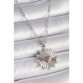 316L Steel Silver Color Pink Zircon Stone Heart Engraved Medallion Model Women s Necklace