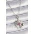 316L Steel Silver Color Pink Zircon Stone Heart Engraved Medallion Model Women's Necklace