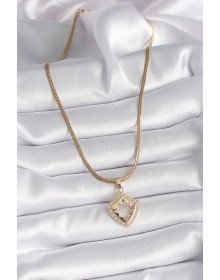 316L Steel Gold Color Italian Chain Zircon Stone Polar Star Processing Women's Necklace