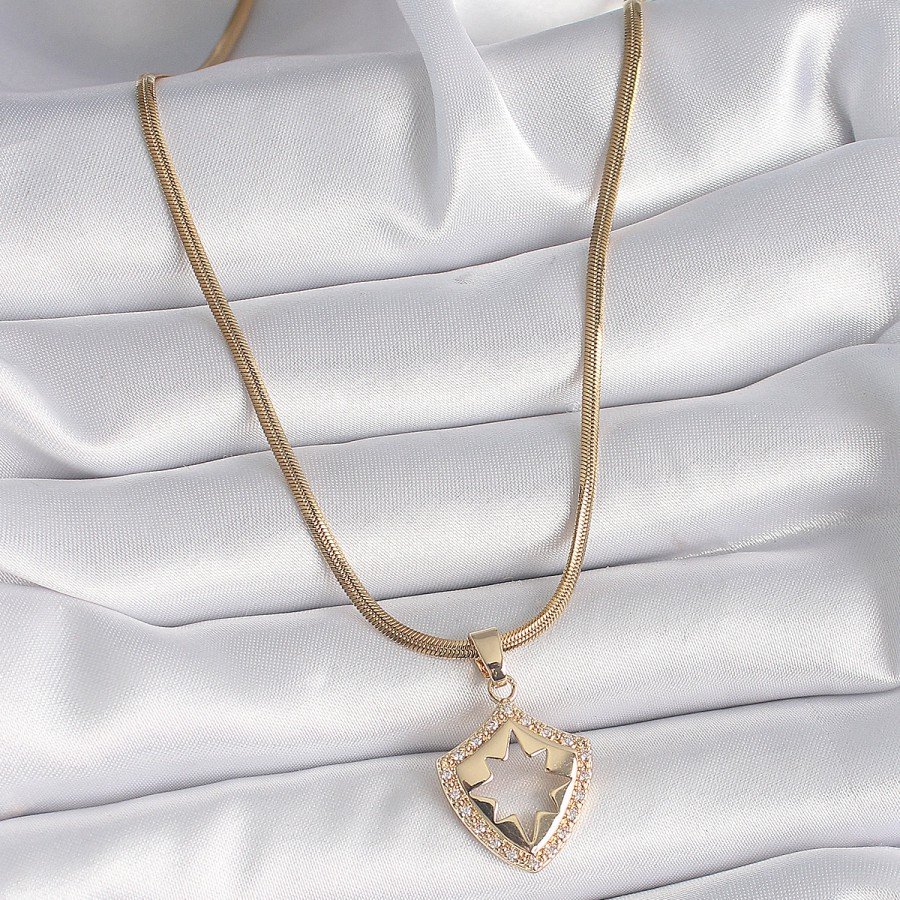 316L Steel Gold Color Italian Chain Zircon Stone Polar Star Processing Women s Necklace