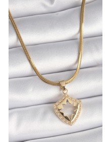 316L Steel Gold Color Italian Chain Zircon Stone Polar Star Processing Women's Necklace