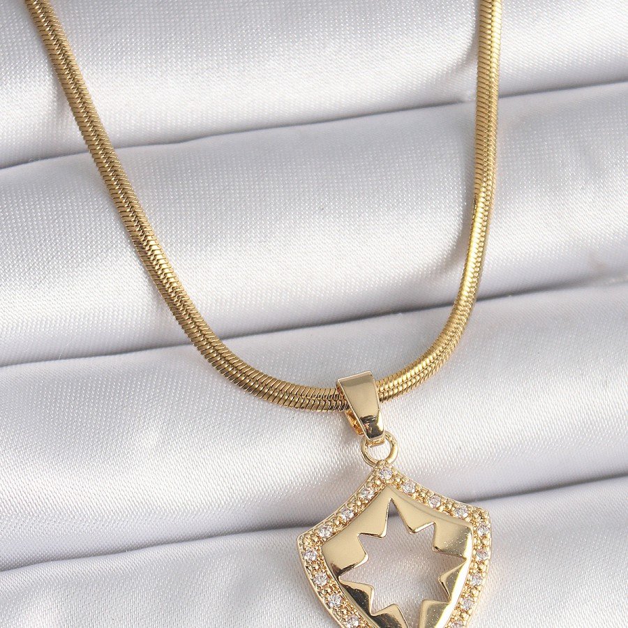 316L Steel Gold Color Italian Chain Zircon Stone Polar Star Processing Women s Necklace