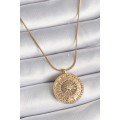 316L Steel Gold Color Zircon Stone 12 Zodiac Medallion Model Women s Necklace 316L Steel Gold Color Zircon Stone 12 Zodiac Medallion Model Women s Necklace