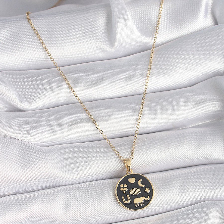 316L Steel Gold Color Black Lucky Necklace 316L Steel Gold Color Black Lucky Necklace