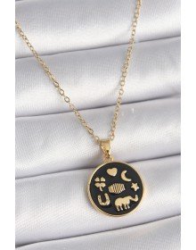 316L Steel Gold Color Black Lucky Necklace