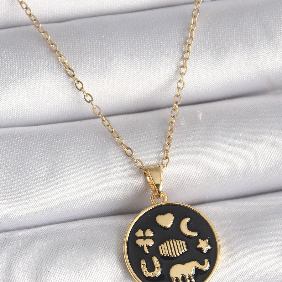316L Steel Gold Color Black Lucky Necklace 316L Steel Gold Color Black Lucky Necklace