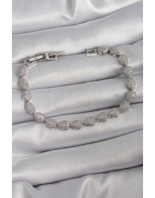 Brass Silver Color Zircon Stone Drop Model VIP Series Women's Bracelet