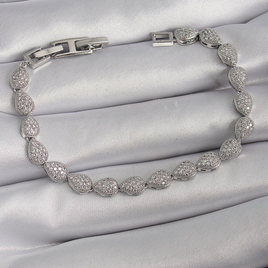 Brass Silver Color Zircon Stone Drop Model VIP Series Women s Bracelet