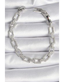 Brass Silver Color Zircon Stone Chain Model VIP Series Women's Bracelet