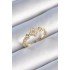 Brass Gold Color Pearl Clover Model Zircon Stone Detail Women's Ring