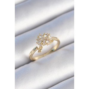 Brass Gold Color Zircon Stone Women's Ring