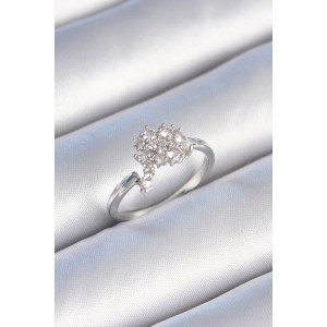 Brass Silver Color Zircon Stone Women's Ring
