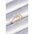 Brass Gold Color White Enameled Zircon Stone Butterfly Model Women's Ring