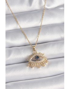 316L Steel Gold Color Chain Zircon Stone Eye Model Women's Ring