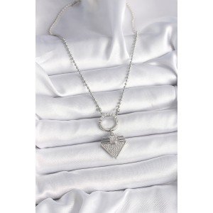 316L Steel Silver Color Ball Chain Zircon Stone Triangle Model Women's Necklace