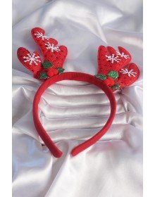 New Year's Themed Snowflake Embroidered Detailed Deer Antler Figured Crown