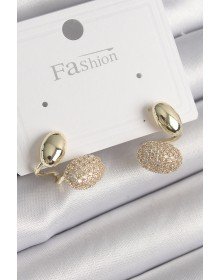 Brass Gold Color Zircon Stone Convex Model Women's Earrings