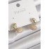 Brass Gold Color Zircon Stone Convex Model Women's Earrings