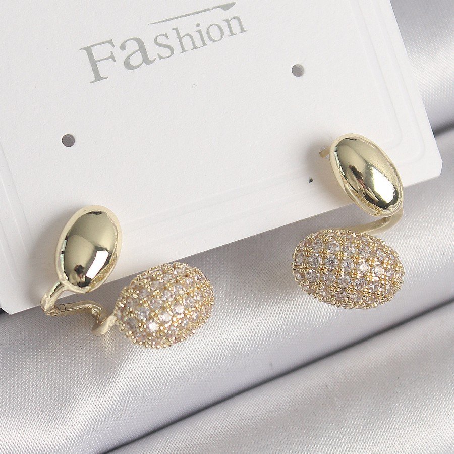 Brass Gold Color Zircon Stone Convex Model Women s Earrings Brass Gold Color Zircon Stone Convex Model Women s Earrings
