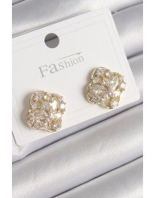 Brass Gold Color Zircon Stone Clover Model Women's Earrings